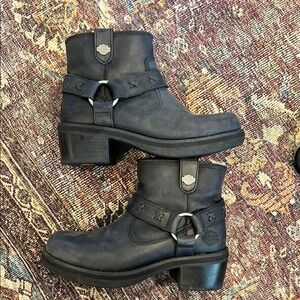 Harley-Davidson Black Combat Moto Boots with Harness Detail